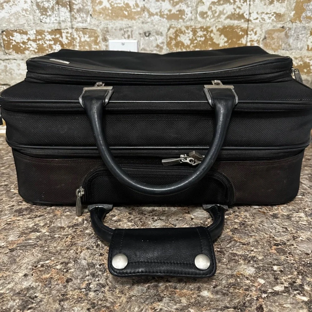 Tumi Rolling Briefcase Mens OS Black Good Ballistic Nylon Leather Travel Bag